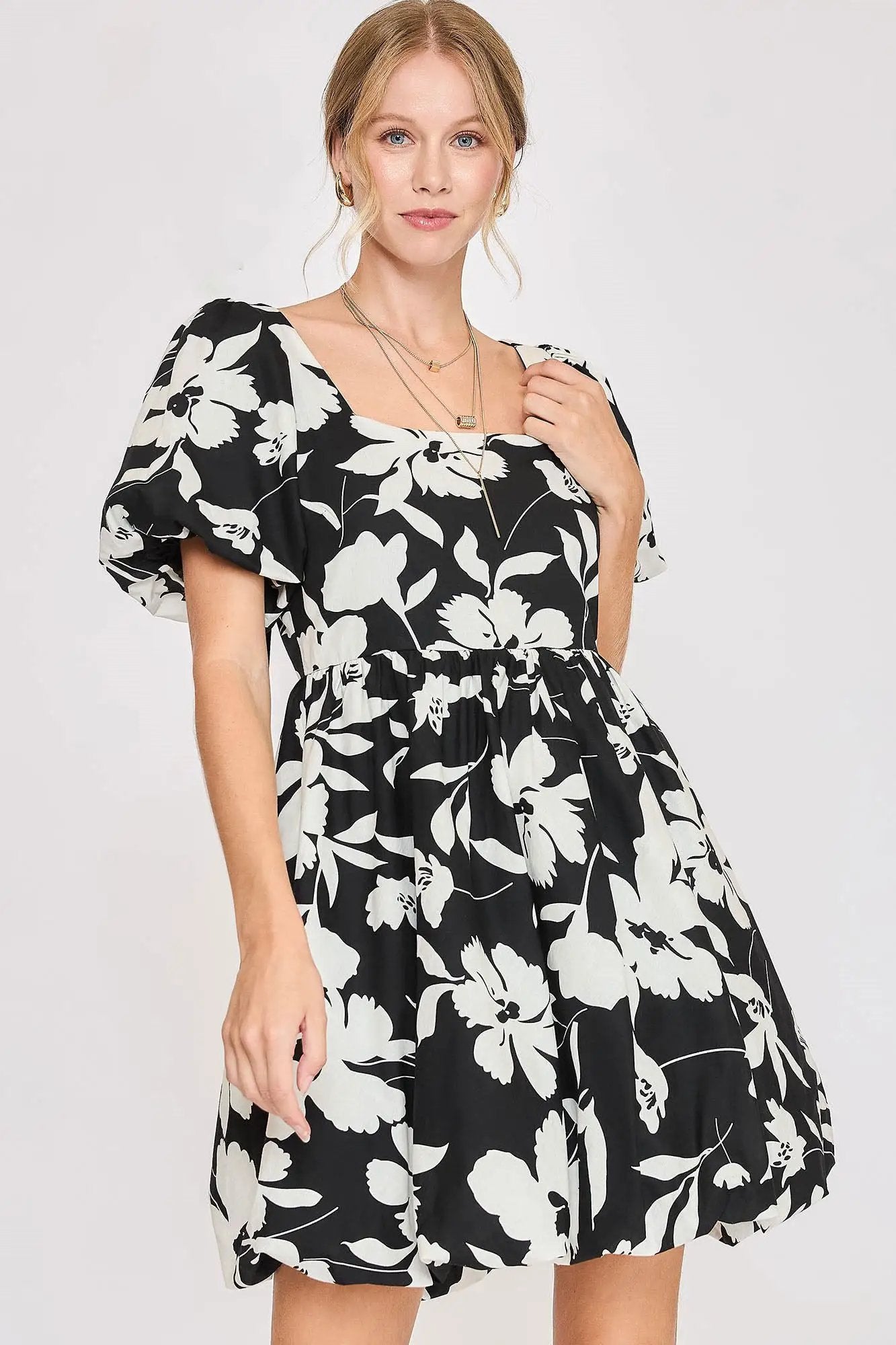 Umgee Abstract Print Babydoll Mini Dress