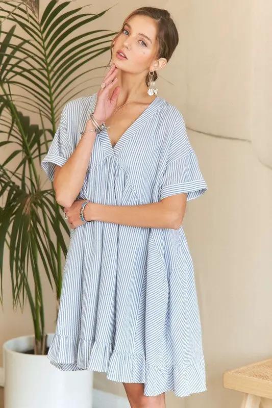 ADORA Ruffled Square Neck Cap Sleeve Babydoll Blouse