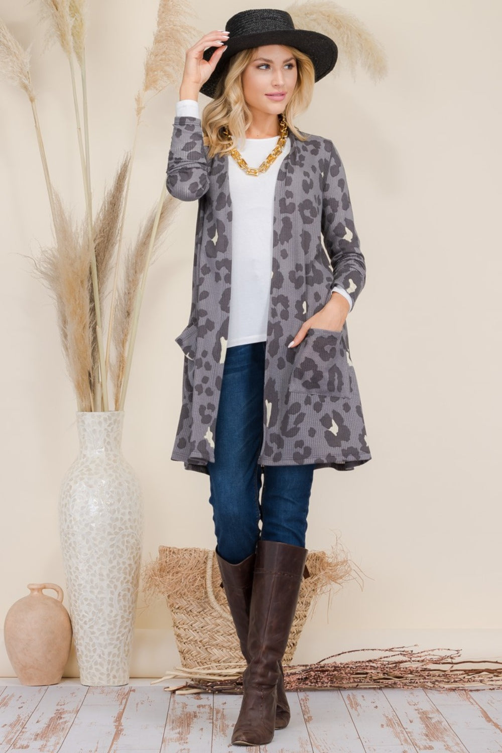 BiBi Leopard Open Front Cardigan main image 1