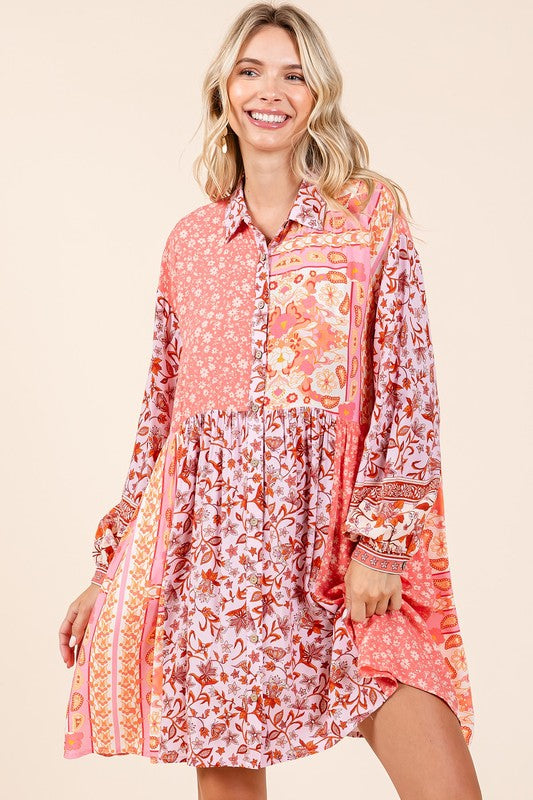 Mittoshop Floral Ruffled Notched Cap Sleeve Maxi Dress main image 1