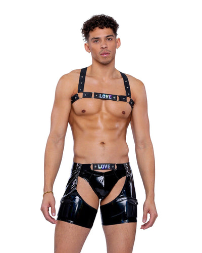 6505 - Pride Faux Leather Studded Harness - AMIClubwear
