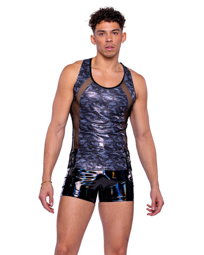 6520 - Shimmer Camouflage Tank Top - AMIClubwear