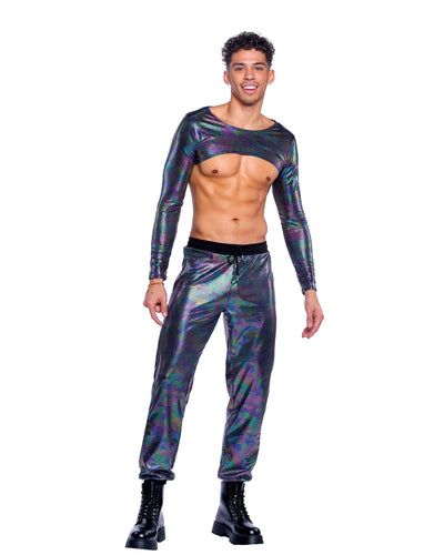 6532 - Rainbow Shimmer Camouflage Joggers - AMIClubwear