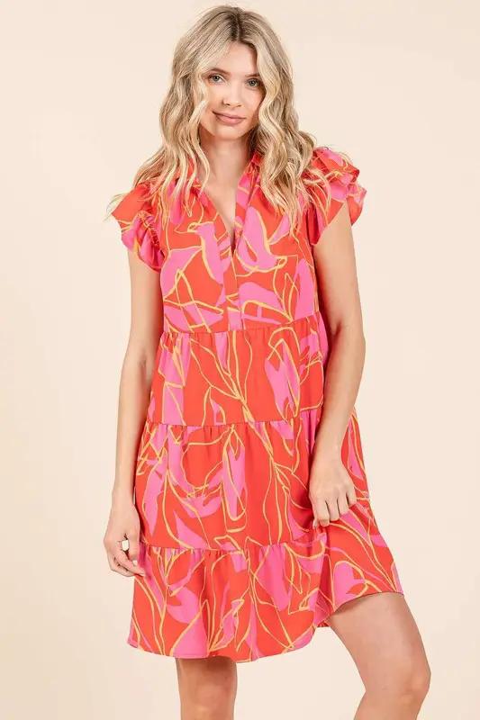 Mittoshop Flower Print Puff Sleeve Ruffle Smocked Midi Dress