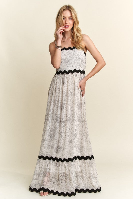 ADORA Smocked Floral Ruffled Hem Cami Dress