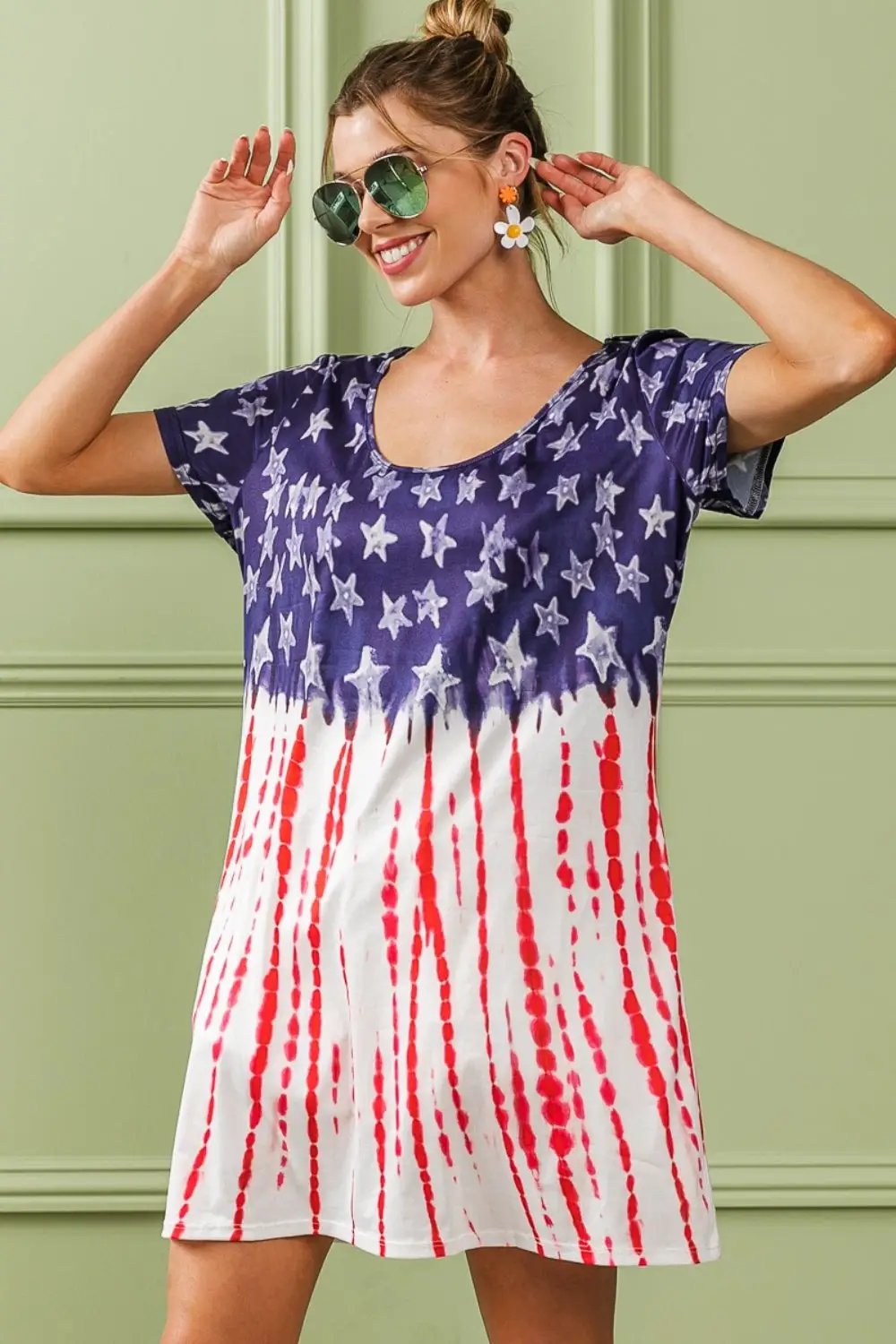 BiBi American Flag Print Knit Sleeveless Top