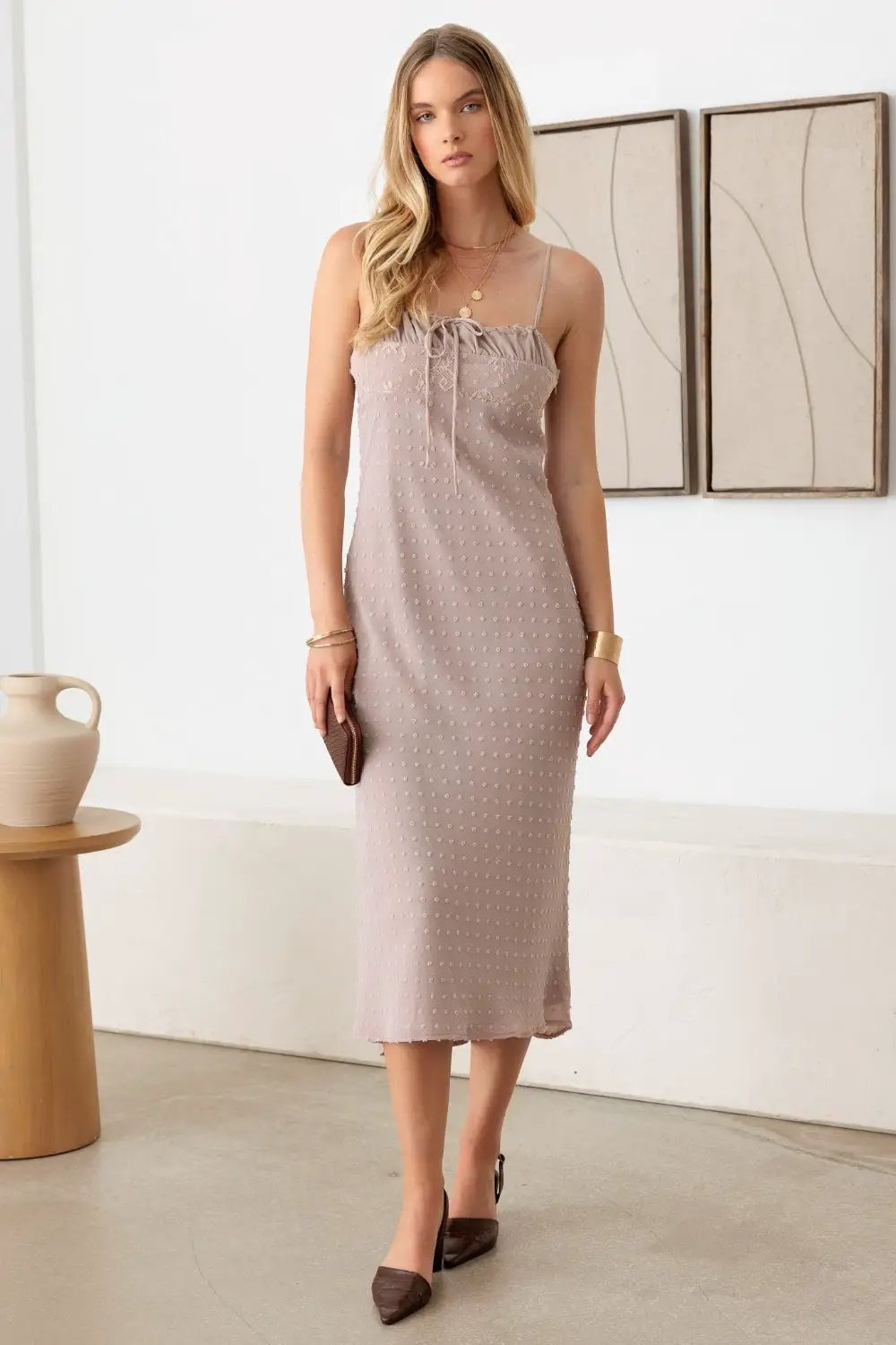 Swiss Dot Layered Cami and Pants Set