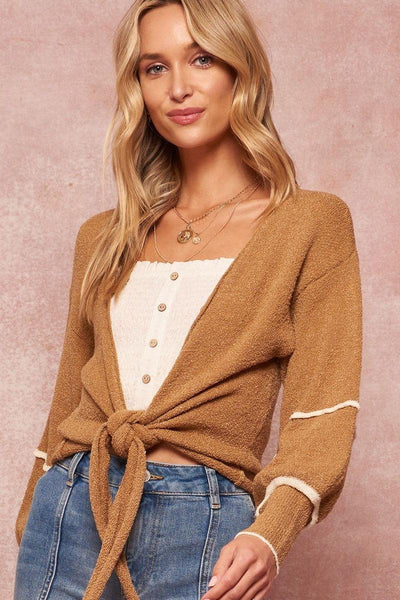 A Textured Knit Cardigan Sweater - AMIClubwear