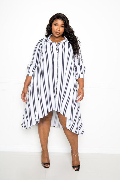 Stripe Shirt Dress - AMIClubwear