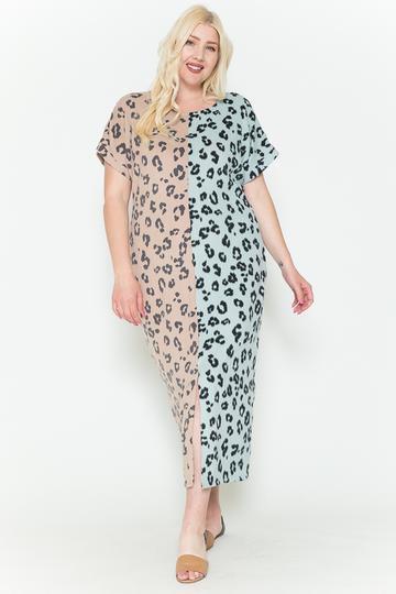Front Slit Dolman Leopard Print Maxi Dress - AMIClubwear
