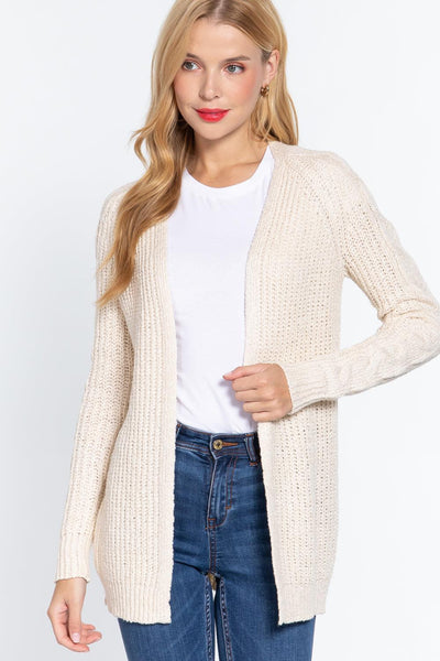 Long Slv Open Front Sweater Cardigan - AMIClubwear