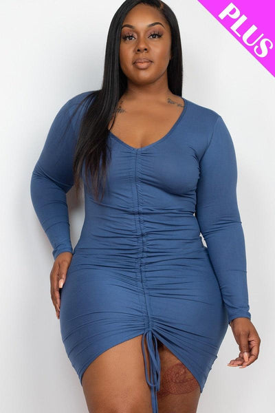 Plus Size Drawstring Ruched Front - AMIClubwear