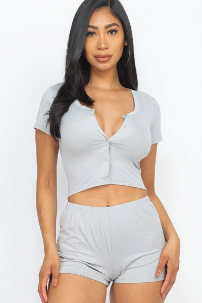 Cropped Tank Top And Shorts Set - AMIClubwear