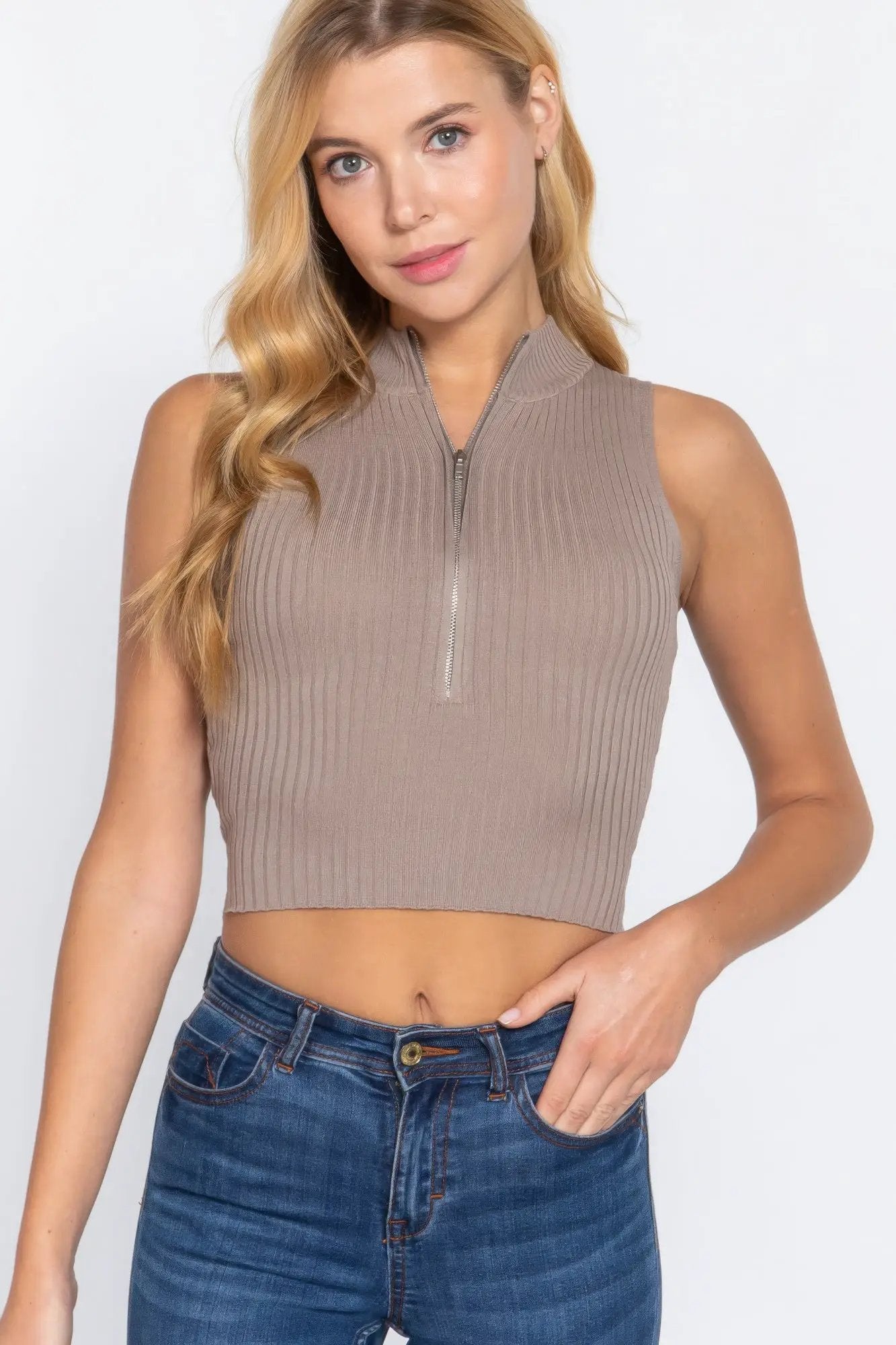 Michelin Sweater Top W/ Front Zipper