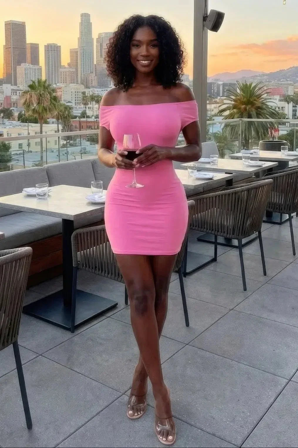 Off Shoulder Mini Dress With Open Back