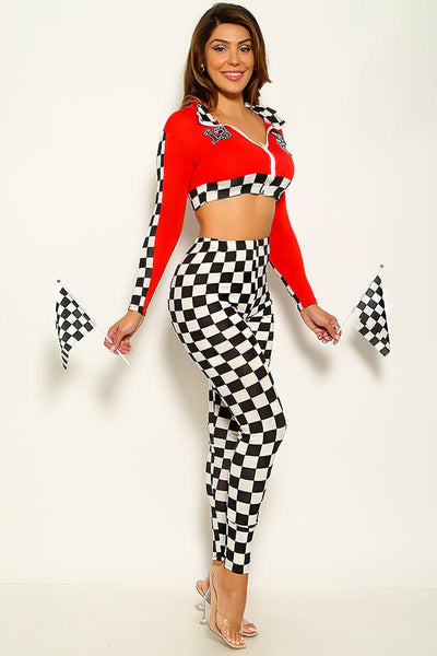 Red Race Car Racer Full Length 2pc Sexy Halloween Costume