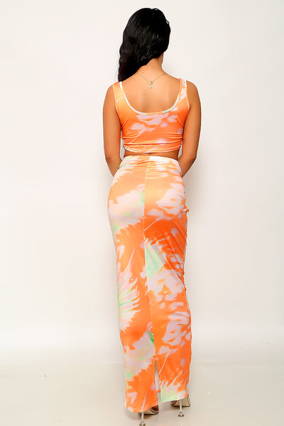 Orange Sleeveless Cropped Two Piece Maxi dress