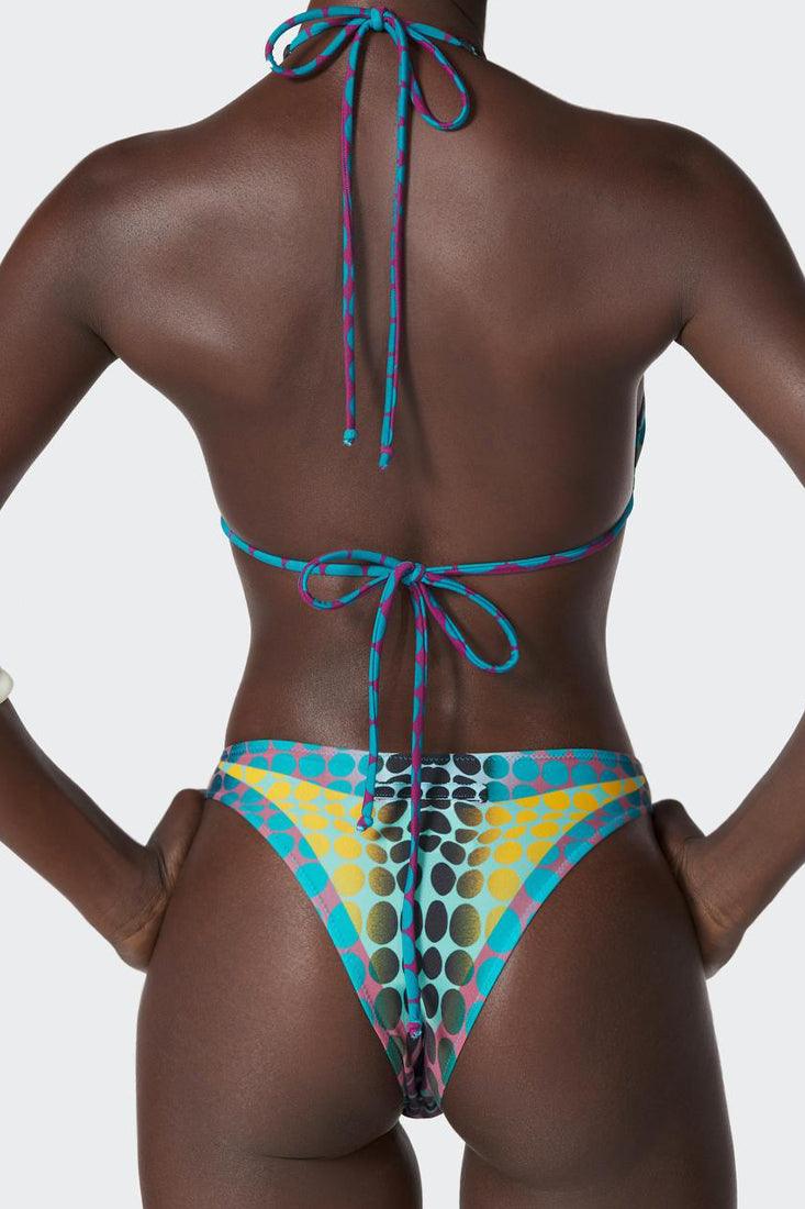 Blue Multi Dot Bikini Body Shape Print Cheeky 2Pc Swimsuit Set