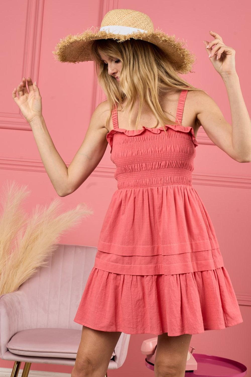 BiBi Smocked Ruffle Hem Mini Dress - AMIClubwear