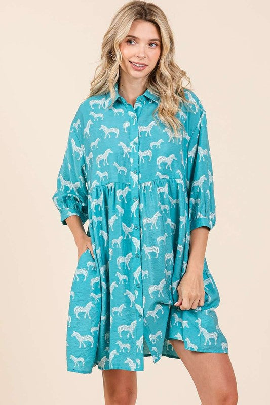 Mittoshop Button Up Collared Tiered Maxi Shirt Dress main image 0
