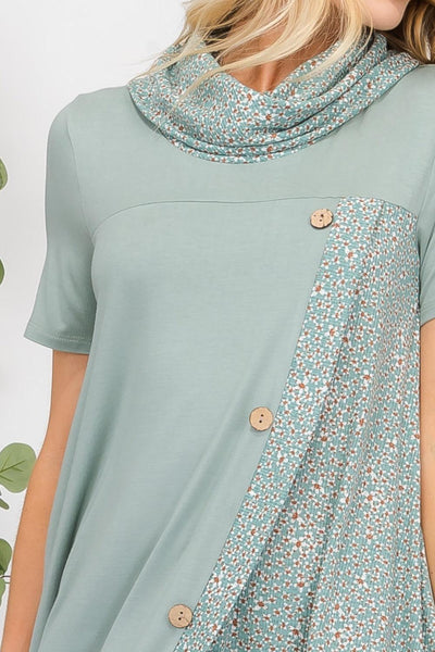 Celeste Full Size Decor Button Short Sleeve Dress with Pockets - AMIClubwear