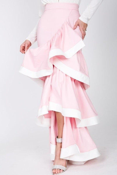 Contrast Hem Ruffle Layer Maxi Skirt - AMIClubwear