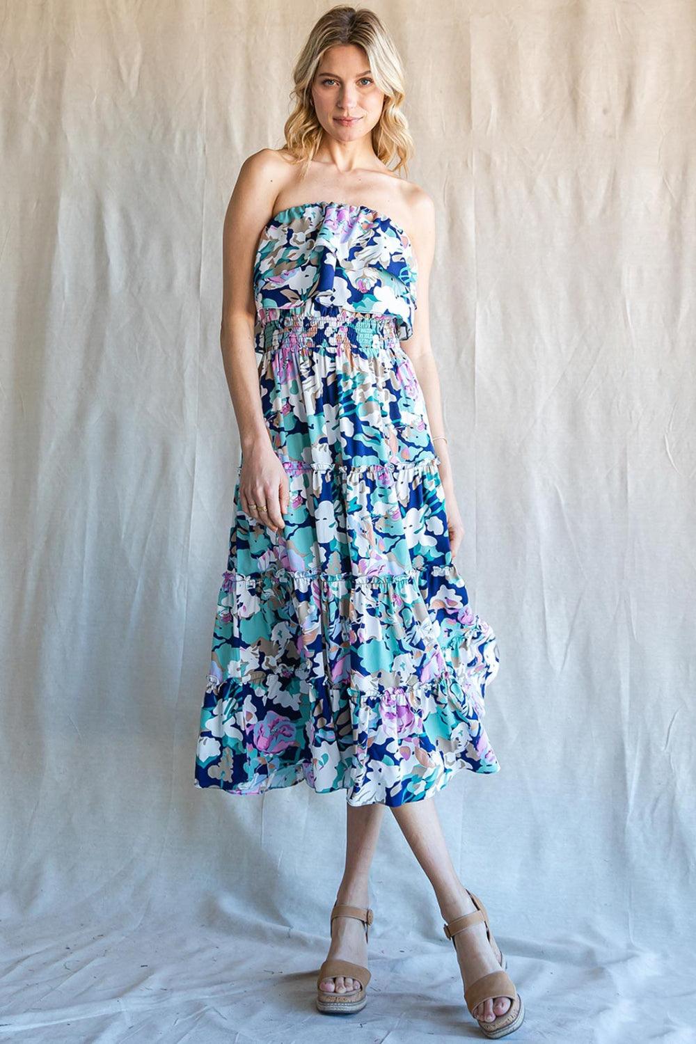 Cotton Bleu by Nu Label Ruffled Floral Midi Dress - AMIClubwear