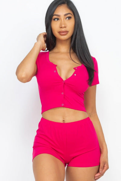 Cropped Tank Top And Shorts Set - AMIClubwear