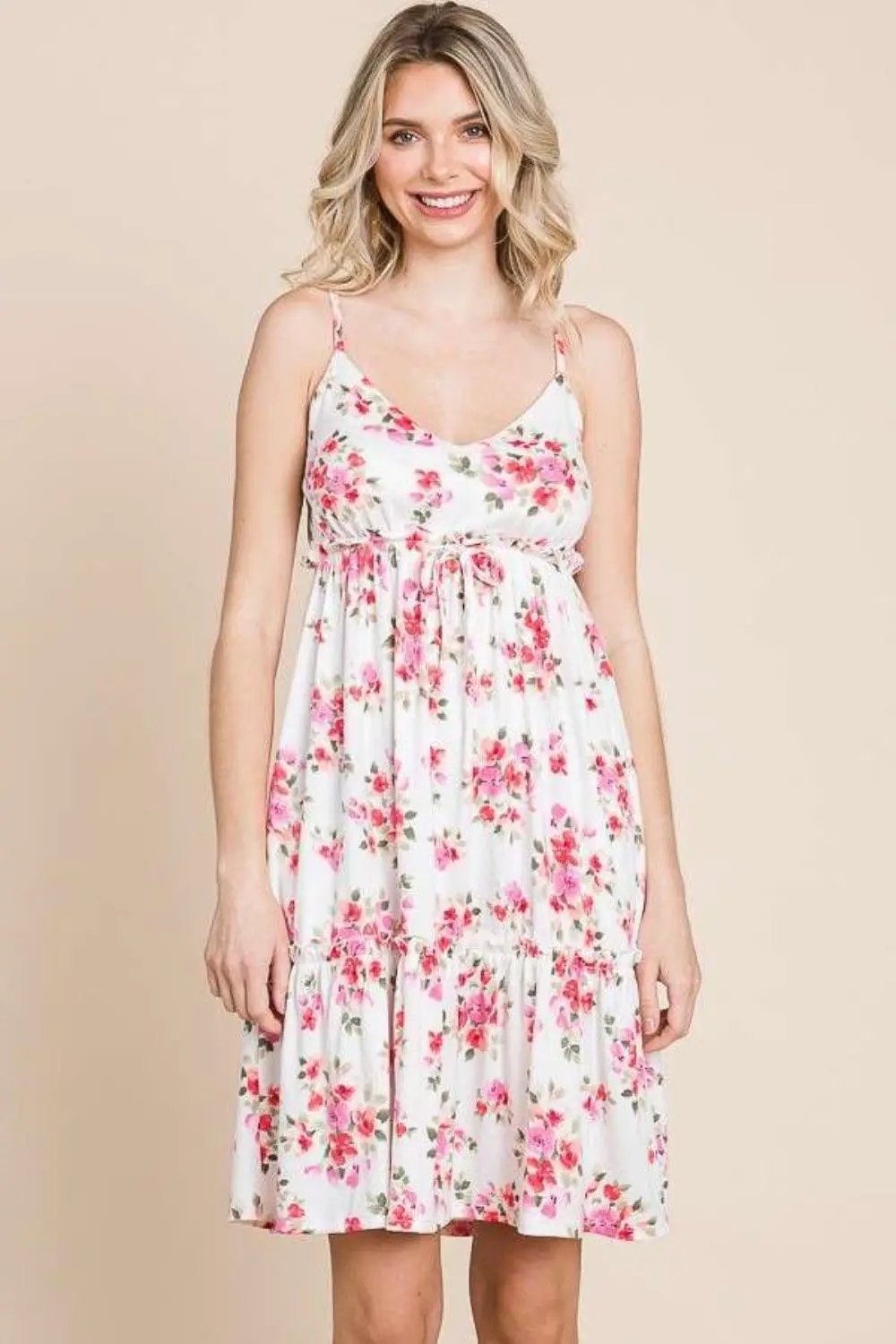 Culture Code Full Size Floral Ruffled Cami Dress