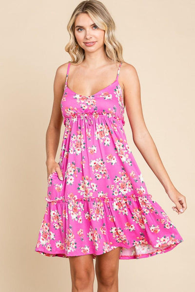 Culture Code Full Size Floral Ruffled Cami Dress - AMIClubwear