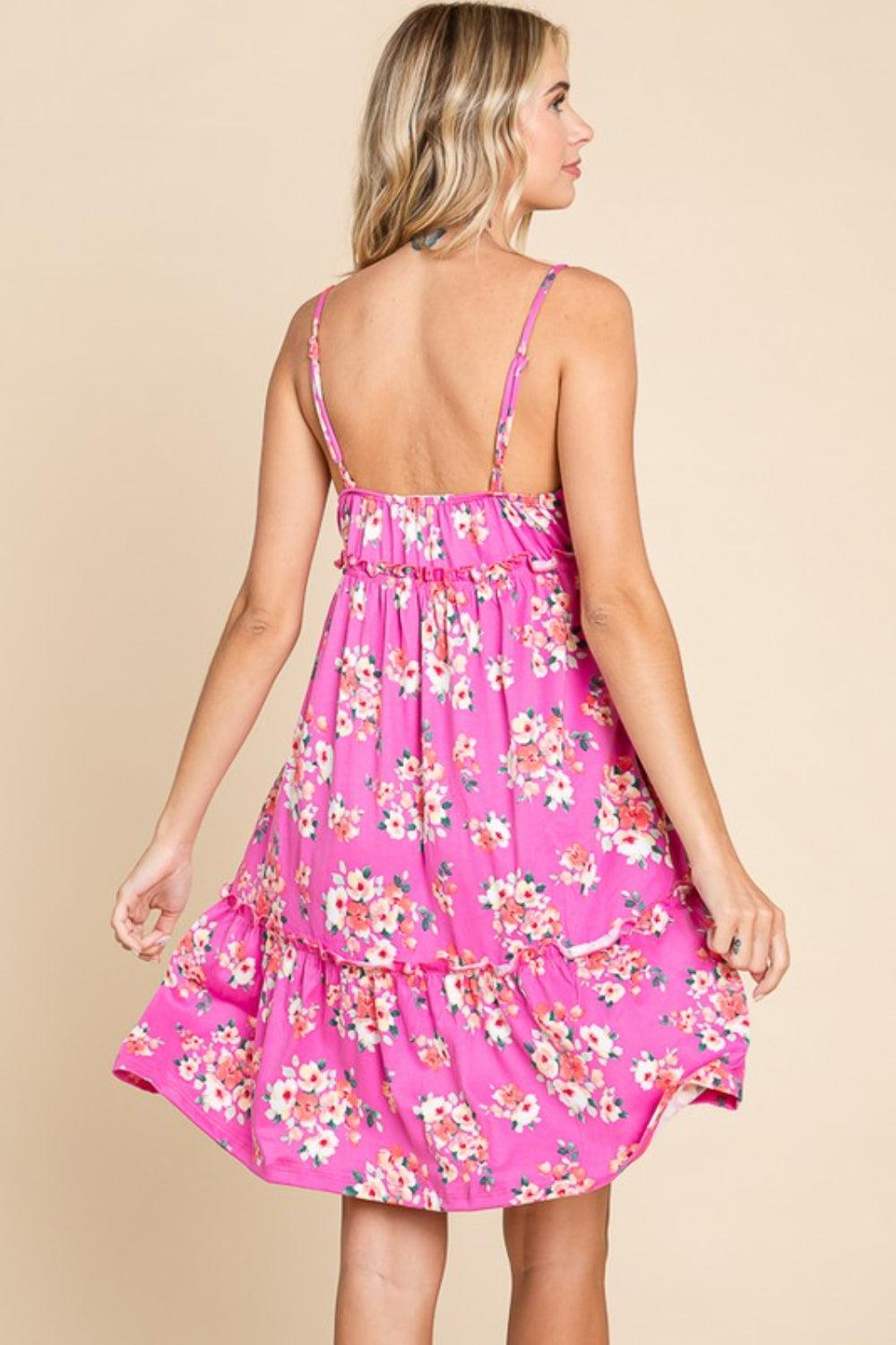 Culture Code Full Size Floral Ruffled Cami Dress - AMIClubwear
