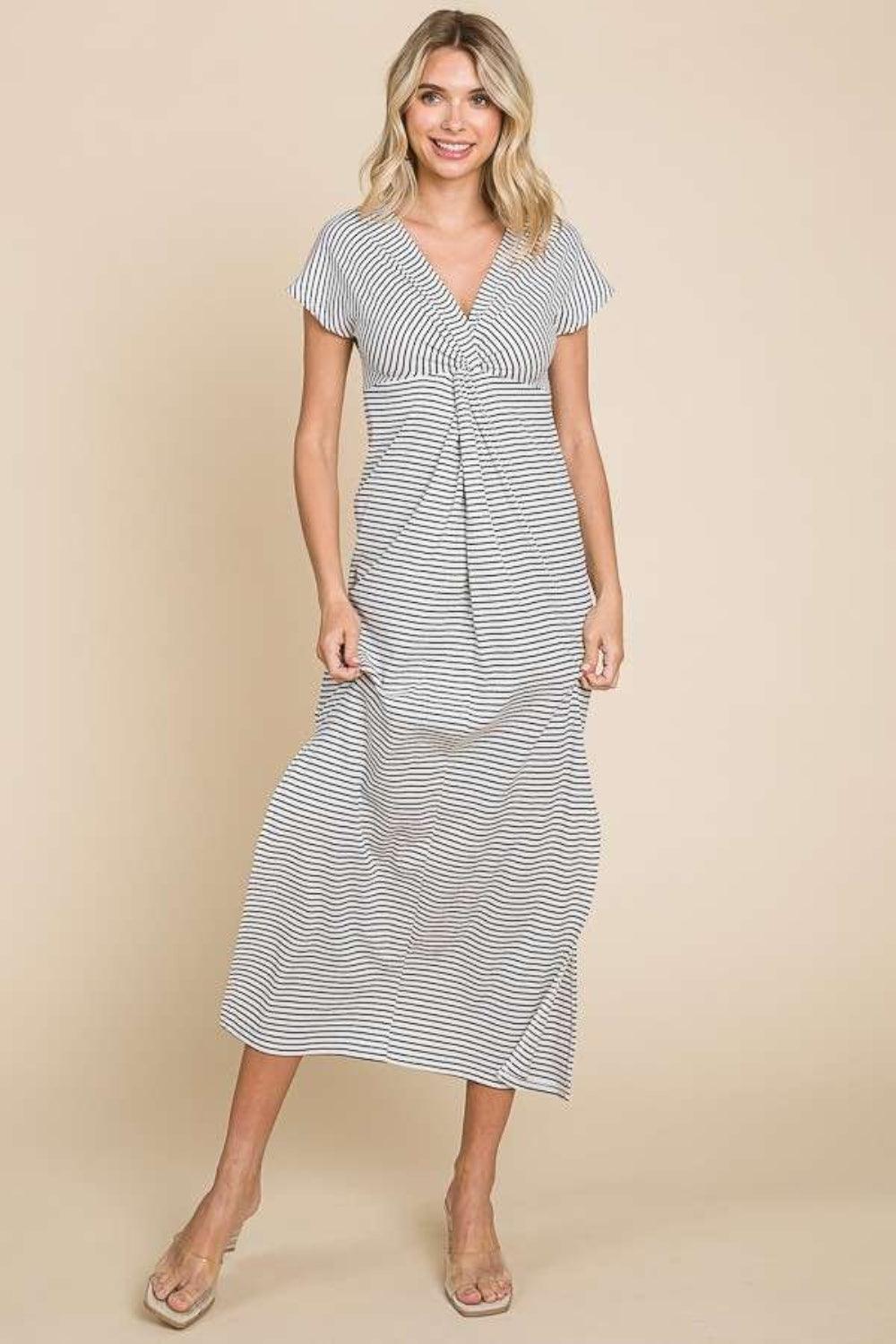 Culture Code Full Size Striped Twisted Detail Dress - AMIClubwear