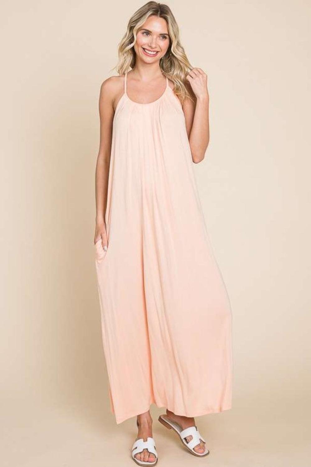 Culture Code Full Size Tie Back Maxi Cami Dress - AMIClubwear