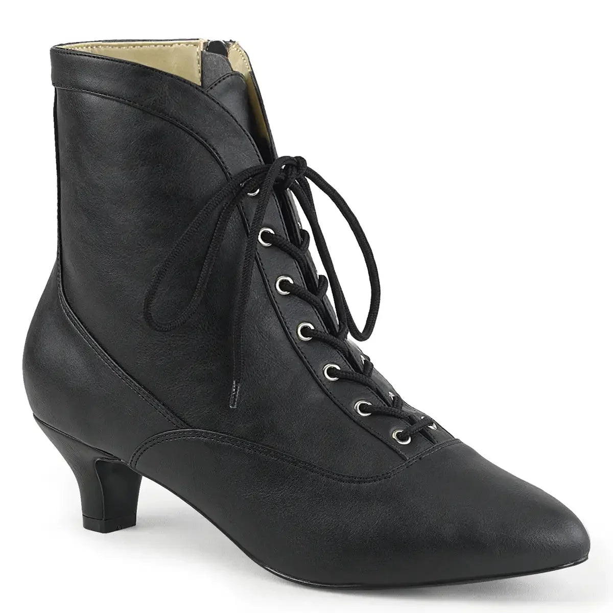 Pleaser Pink Label Fab-1005 Women's Lace Up Ankle Boot Black Vegan Leather