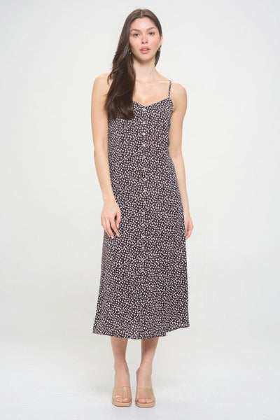Floral Button Down Tied Back Maxi Dress - AMIClubwear