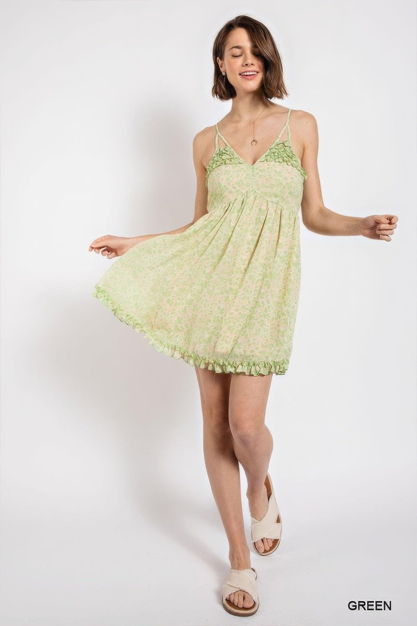 Floral print v-neck dress with skirt lining - AMIClubwear