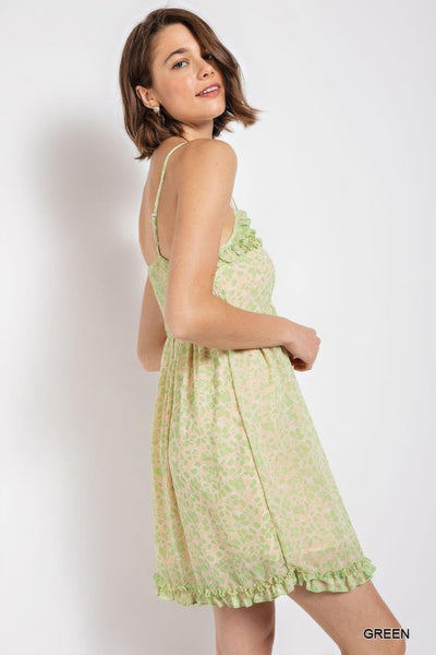 Floral print v-neck dress with skirt lining - AMIClubwear