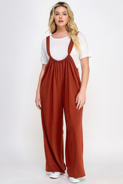 French Terry Wide Leg Jumpsuit Overalls - AMIClubwear