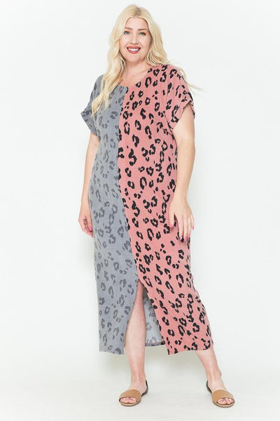 Front Slit Dolman Leopard Print Maxi Dress - AMIClubwear