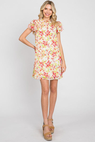 GeeGee Floral Short Sleeve Mini Dress - AMIClubwear