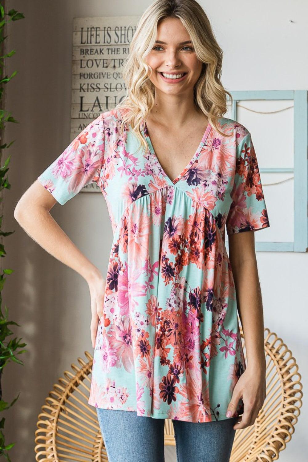 Heimish Full Size Waffle Knit V-Neck Babydoll Top main image 0