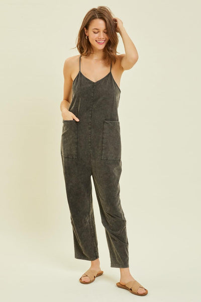 HEYSON Full Size Mineral-Washed Oversized Jumpsuit with Pockets - AMIClubwear
