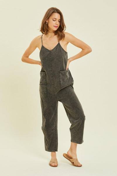 HEYSON Full Size Mineral-Washed Oversized Jumpsuit with Pockets - AMIClubwear