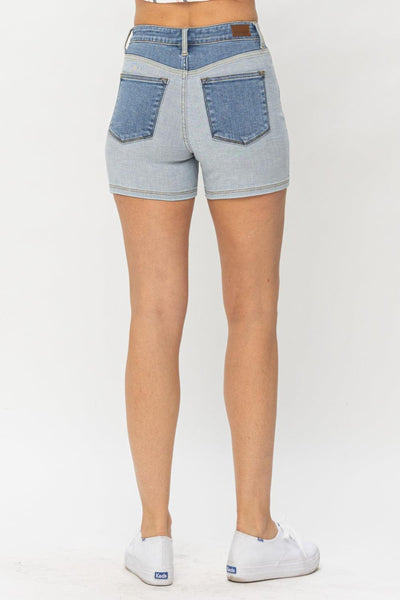 Judy Blue Full Size Color Block Denim Shorts - AMIClubwear