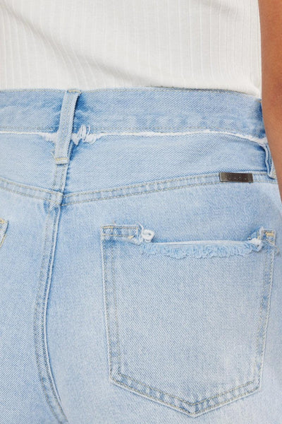 Kancan Distressed Button Fly Denim Shorts - AMIClubwear