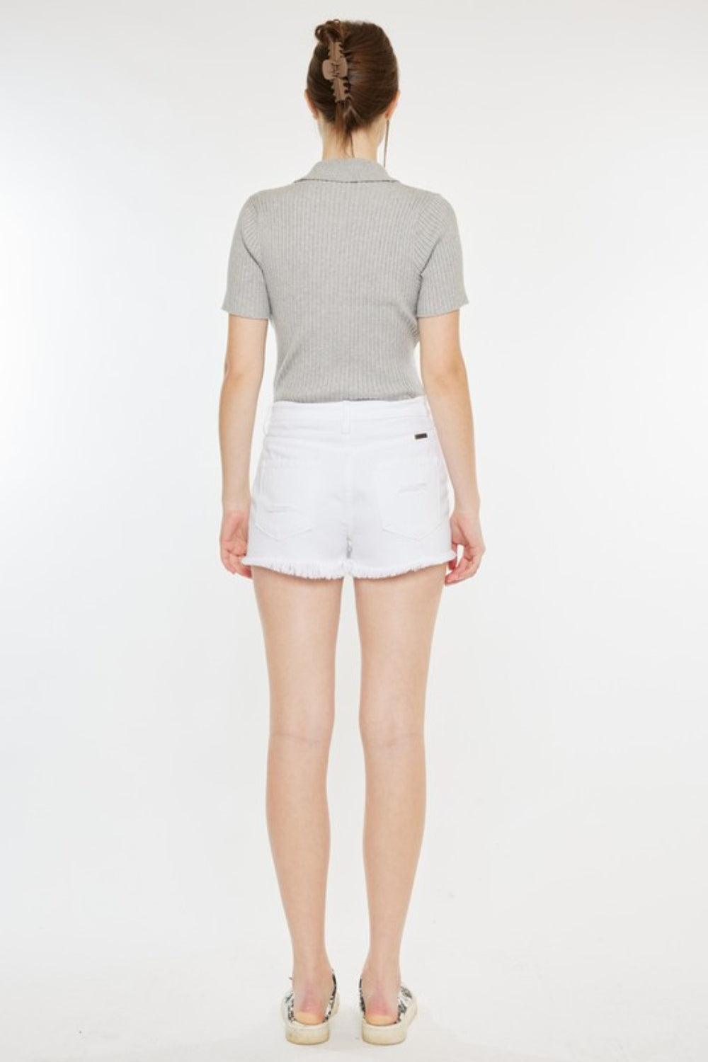 Kancan Raw Hem Distressed Denim Shorts - AMIClubwear