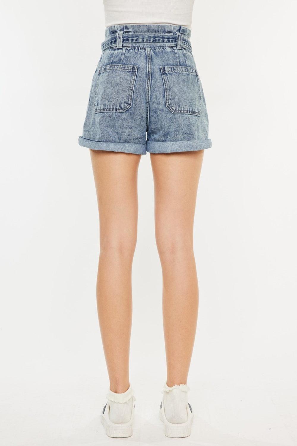 Kancan Ultra High Rise Paperbag Denim Shorts - AMIClubwear
