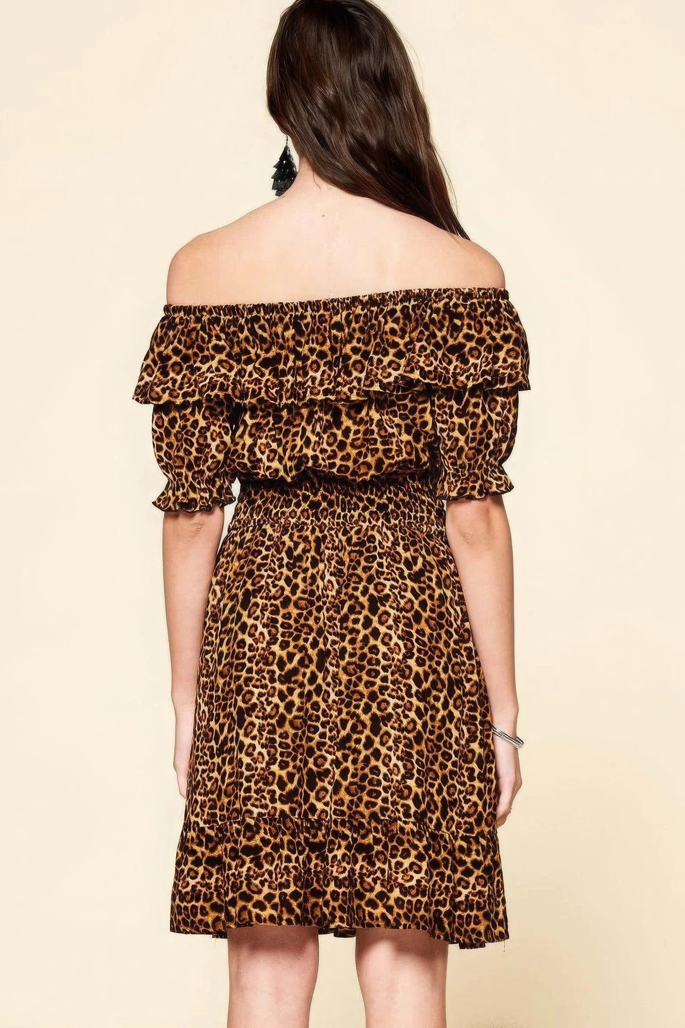 Leopard Printed Woven Dress - AMIClubwear