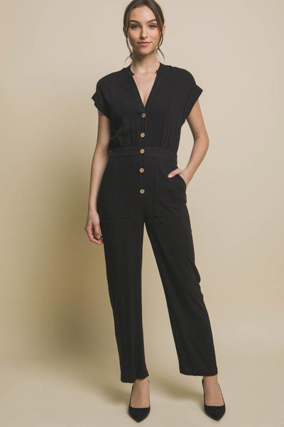 Love Tree Button Up Front Pocket Jumpsuit - AMIClubwear