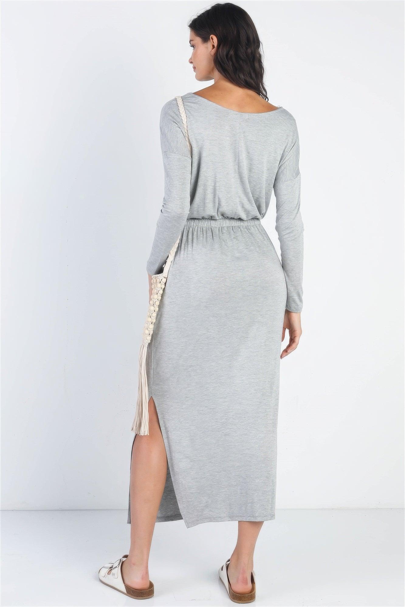 Midi Sleeve Basic Maxi Dress - AMIClubwear